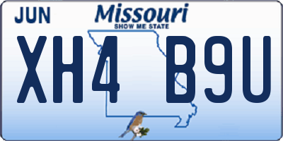 MO license plate XH4B9U