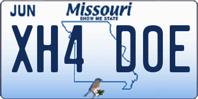 MO license plate XH4D0E