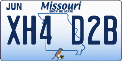 MO license plate XH4D2B