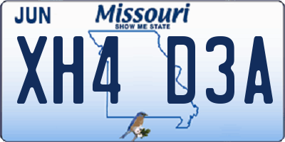 MO license plate XH4D3A