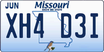 MO license plate XH4D3I