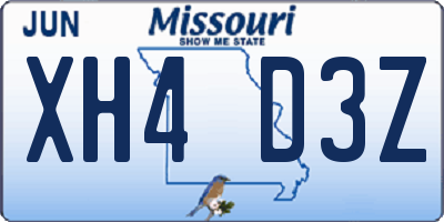 MO license plate XH4D3Z