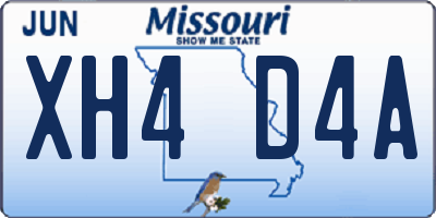 MO license plate XH4D4A