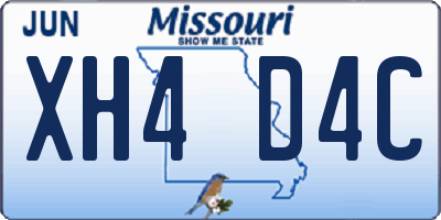 MO license plate XH4D4C