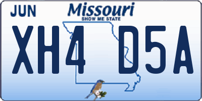 MO license plate XH4D5A
