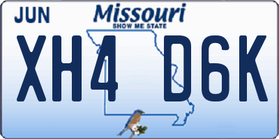 MO license plate XH4D6K