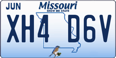 MO license plate XH4D6V