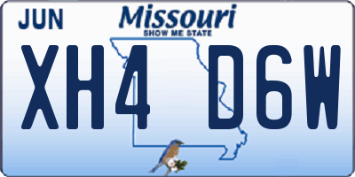 MO license plate XH4D6W
