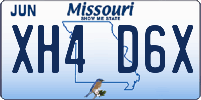 MO license plate XH4D6X