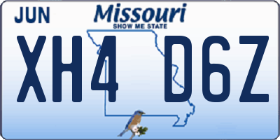 MO license plate XH4D6Z