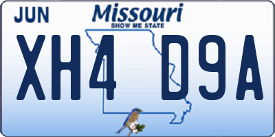 MO license plate XH4D9A