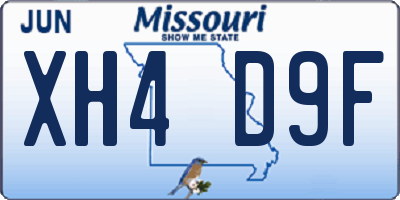 MO license plate XH4D9F