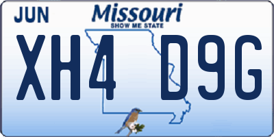 MO license plate XH4D9G