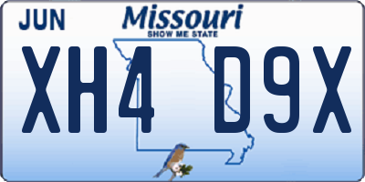 MO license plate XH4D9X