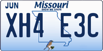 MO license plate XH4E3C
