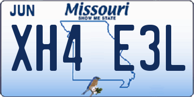 MO license plate XH4E3L