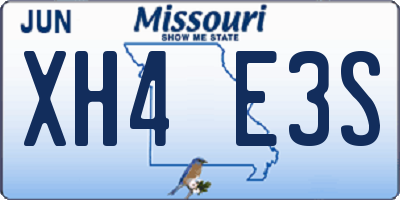 MO license plate XH4E3S