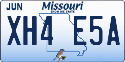 MO license plate XH4E5A