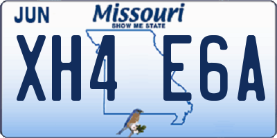 MO license plate XH4E6A
