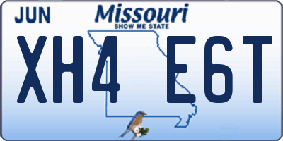 MO license plate XH4E6T