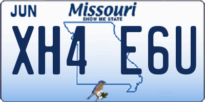 MO license plate XH4E6U