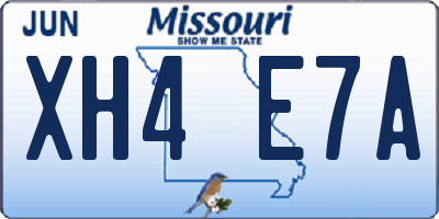 MO license plate XH4E7A