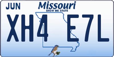 MO license plate XH4E7L