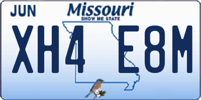 MO license plate XH4E8M