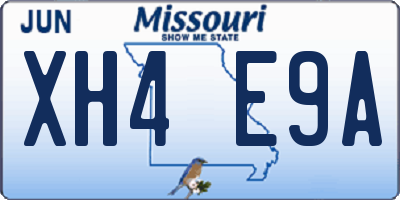 MO license plate XH4E9A