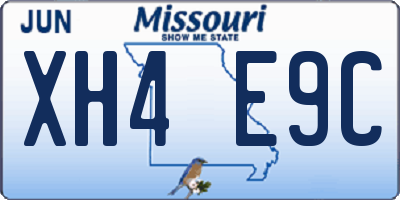 MO license plate XH4E9C