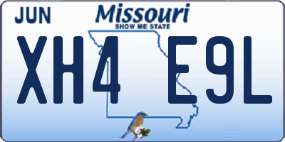 MO license plate XH4E9L