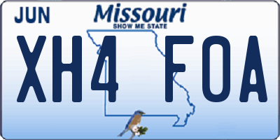 MO license plate XH4F0A
