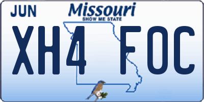 MO license plate XH4F0C