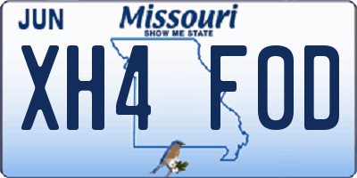 MO license plate XH4F0D