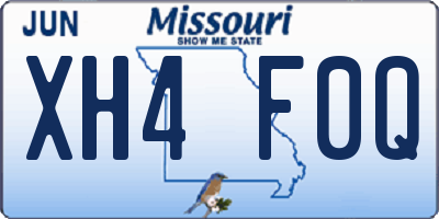 MO license plate XH4F0Q