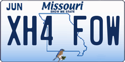 MO license plate XH4F0W
