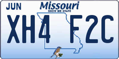 MO license plate XH4F2C
