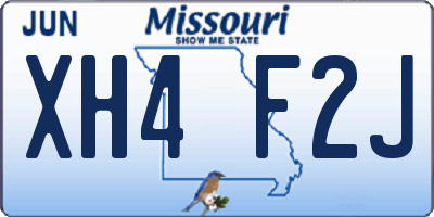 MO license plate XH4F2J