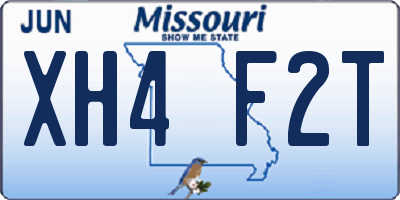 MO license plate XH4F2T