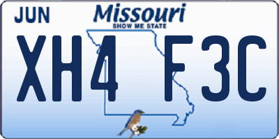 MO license plate XH4F3C
