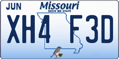 MO license plate XH4F3D