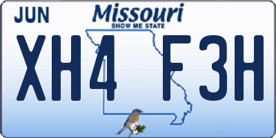 MO license plate XH4F3H