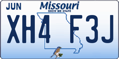 MO license plate XH4F3J