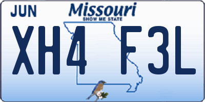 MO license plate XH4F3L