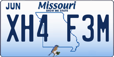 MO license plate XH4F3M