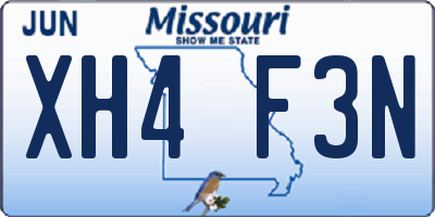 MO license plate XH4F3N