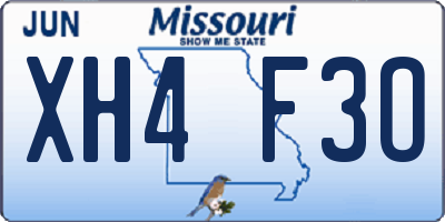 MO license plate XH4F3O