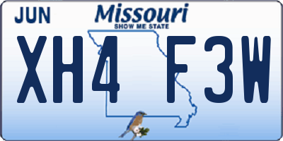 MO license plate XH4F3W