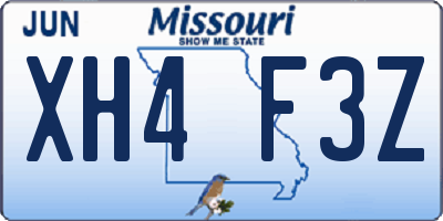 MO license plate XH4F3Z