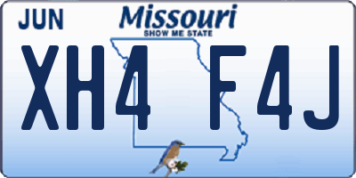 MO license plate XH4F4J